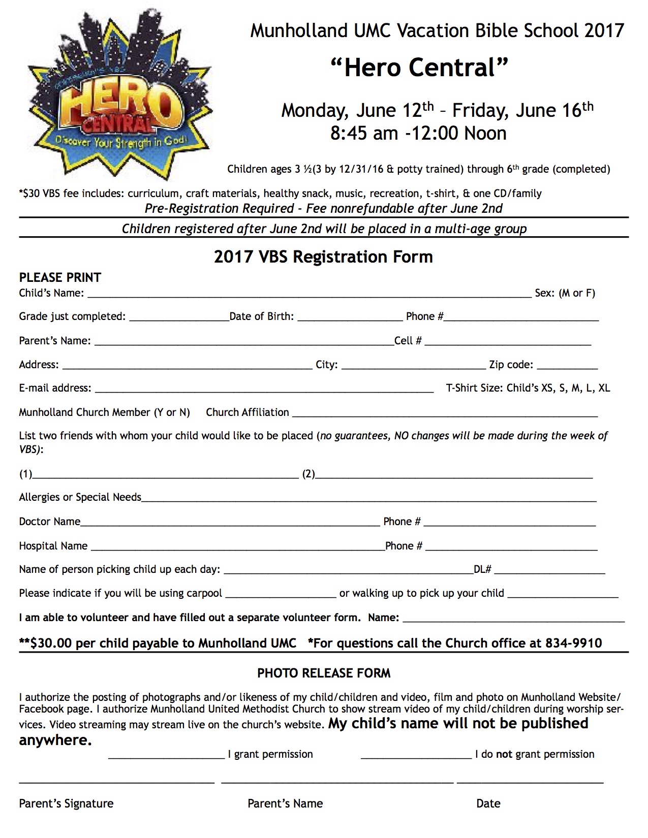 Printable Vbs Registration Form Printable Word Searches